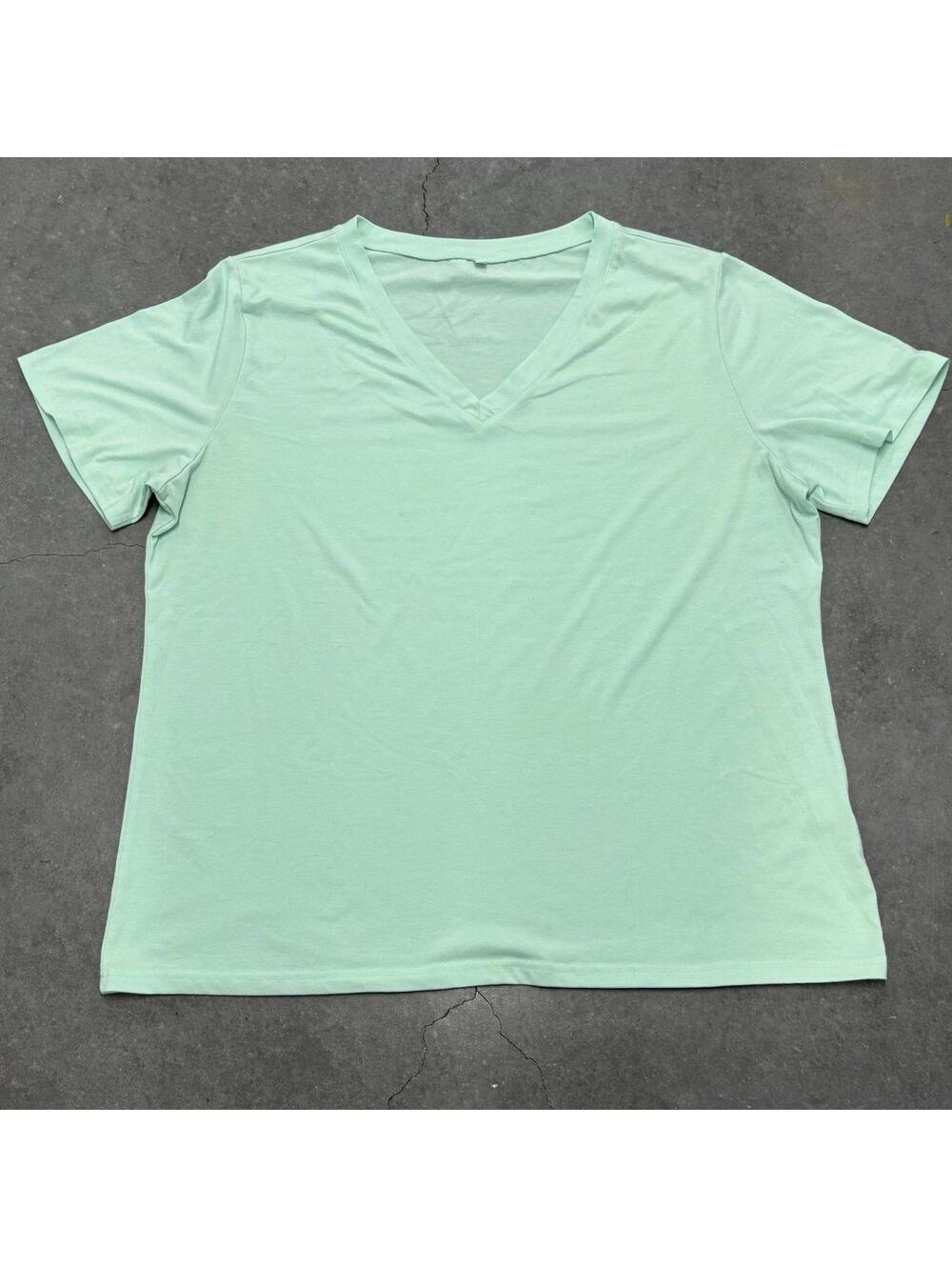 Plain Blue V Neck Top